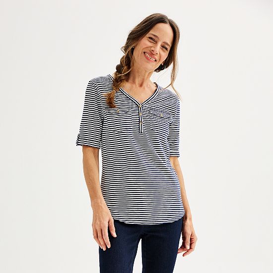  Women's Croft & Barrow® Elbow Sleeve Utility Henley Top