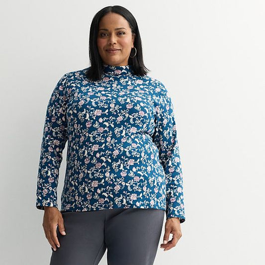  Plus Size Croft & Barrow® Essential Long-Sleeve Mockneck Top
