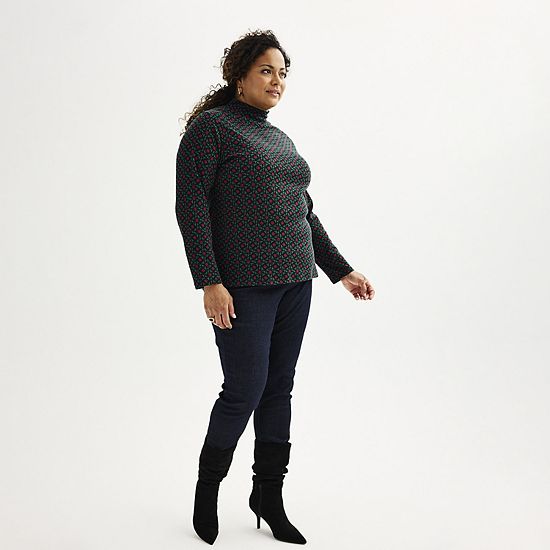  Plus Size Croft & Barrow® Essential Long-Sleeve Mockneck Top