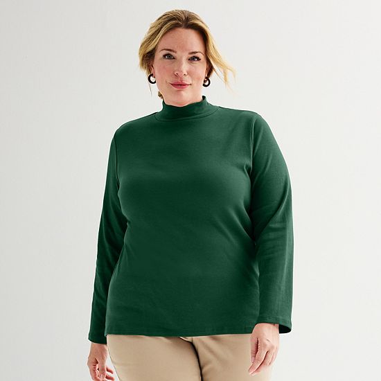  Plus Size Croft & Barrow® Essential Long-Sleeve Mockneck Top
