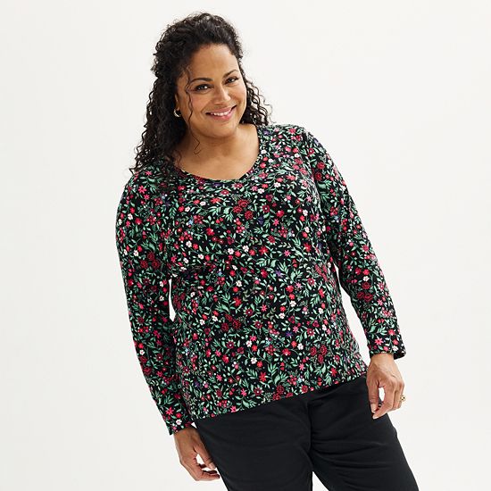  Plus Size Croft & Barrow® Essential V-Neck Top