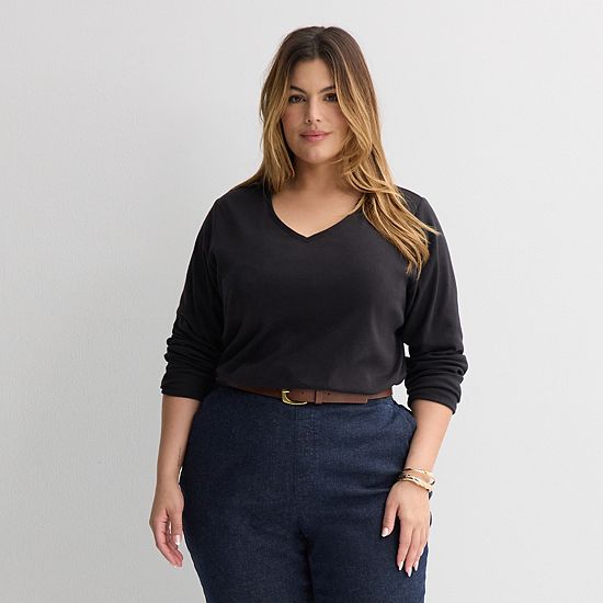  Plus Size Croft & Barrow® Essential V-Neck Top