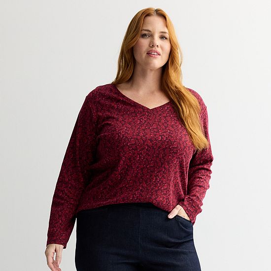  Plus Size Croft & Barrow® Essential V-Neck Top