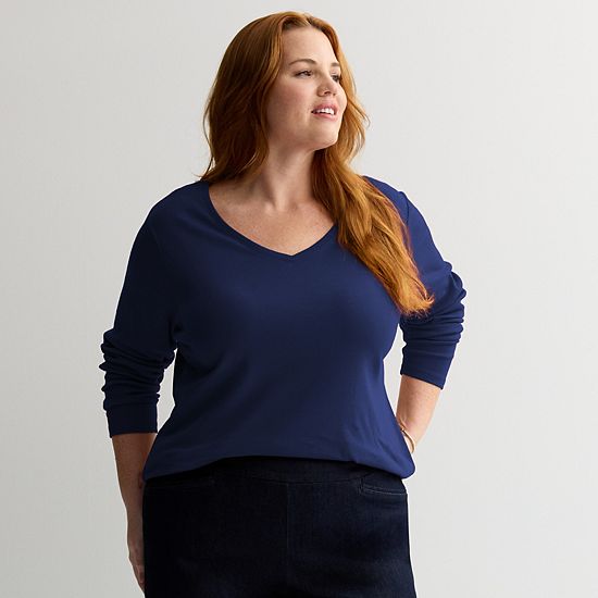 Plus Size Croft & Barrow® Essential V-Neck Top