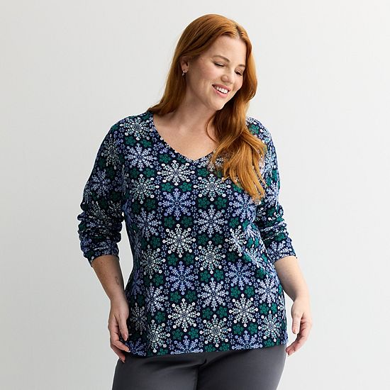  Plus Size Croft & Barrow® Essential V-Neck Top