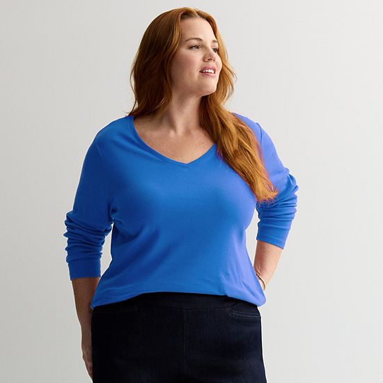  Plus Size Croft & Barrow® Essential V-Neck Top