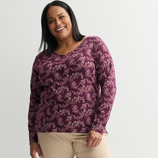  Plus Size Croft & Barrow® Essential V-Neck Top