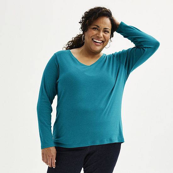  Plus Size Croft & Barrow® Essential V-Neck Top