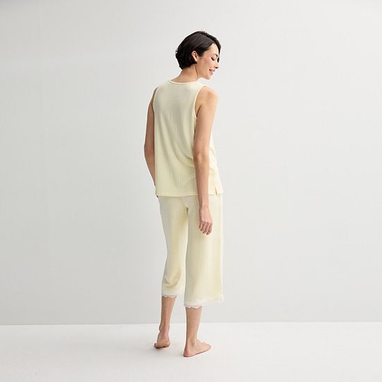  Women's Croft & Barrow® 2-Piece Sleeveless Pajama Top & Capri Pants Sleep Set