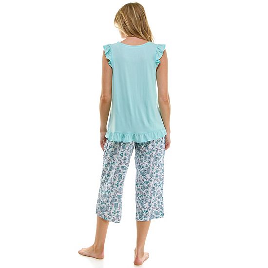  Petite Croft & Barrow® 2-Piece Sleeveless Tank Pajama Top & Capri Pants Sleep Set