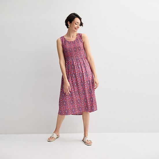  Petite Croft & Barrow® Smocked Midi Dress