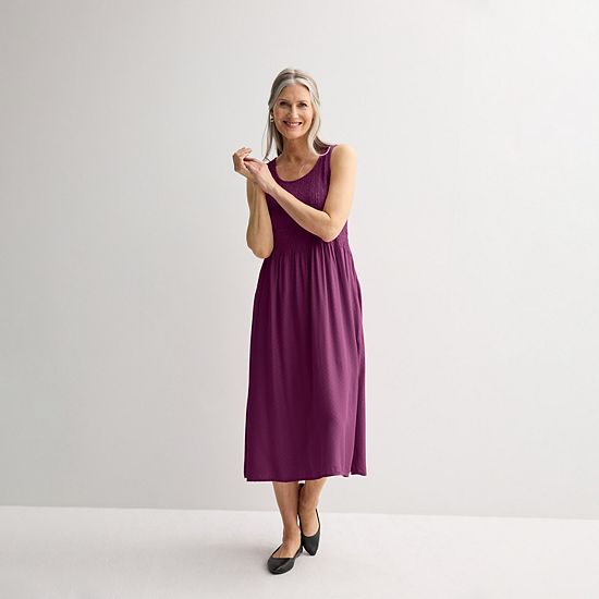  Petite Croft & Barrow® Smocked Midi Dress