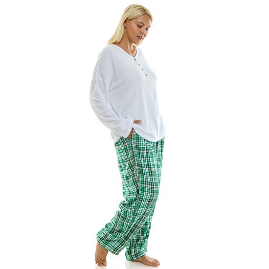  Plus Size Croft & Barrow® Henley Pajama Top & Flannel Pajama Bottoms Set