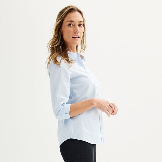  Petite Croft & Barrow® Essential One Pocket Button Down Shirt