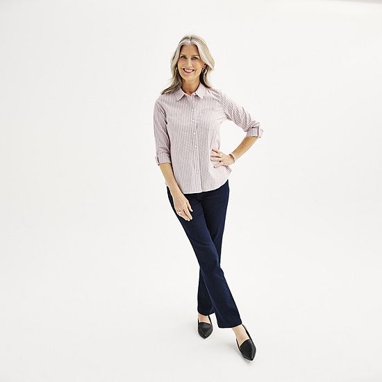  Petite Croft & Barrow® Essential One Pocket Button Down Shirt