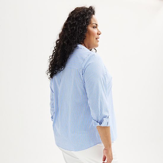  Plus Size Croft & Barrow® Essential One Pocket Button Down Shirt