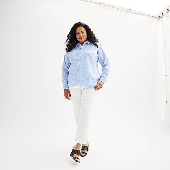  Plus Size Croft & Barrow® Essential One Pocket Button Down Shirt
