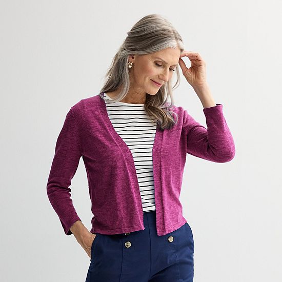  Petite Croft & Barrow® Open-Front Cardigan