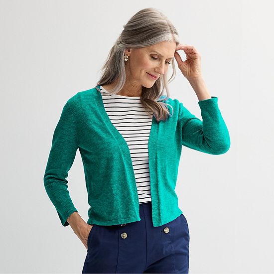  Petite Croft & Barrow® Open-Front Cardigan