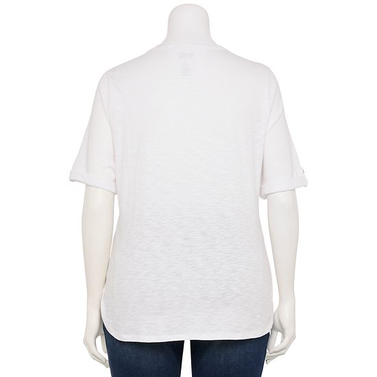  Plus Croft & Barrow® Elbow Sleeve Utility Henley Top