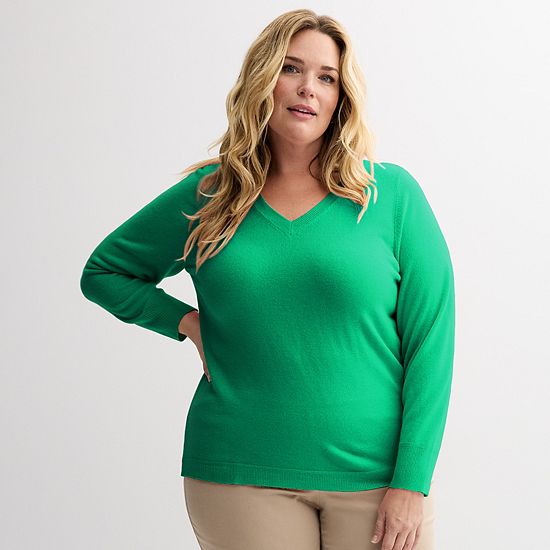  Plus Size Croft & Barrow® Extra Soft V-Neck Sweater