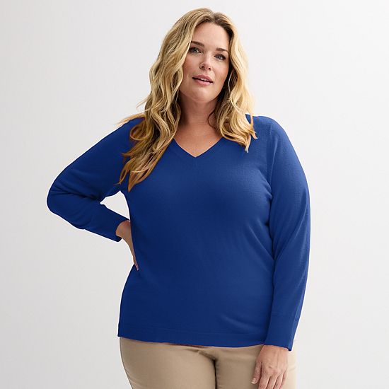  Plus Size Croft & Barrow® Extra Soft V-Neck Sweater