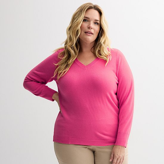  Plus Size Croft & Barrow® Extra Soft V-Neck Sweater