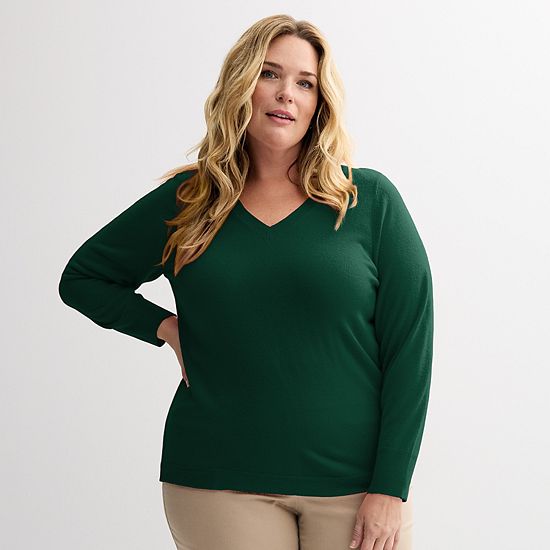  Plus Size Croft & Barrow® Extra Soft V-Neck Sweater