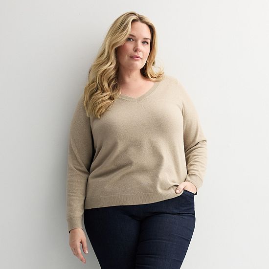  Plus Size Croft & Barrow® Extra Soft V-Neck Sweater