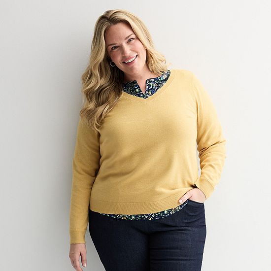  Plus Size Croft & Barrow® Extra Soft V-Neck Sweater