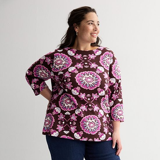  Plus Size Croft & Barrow® Boatneck Top