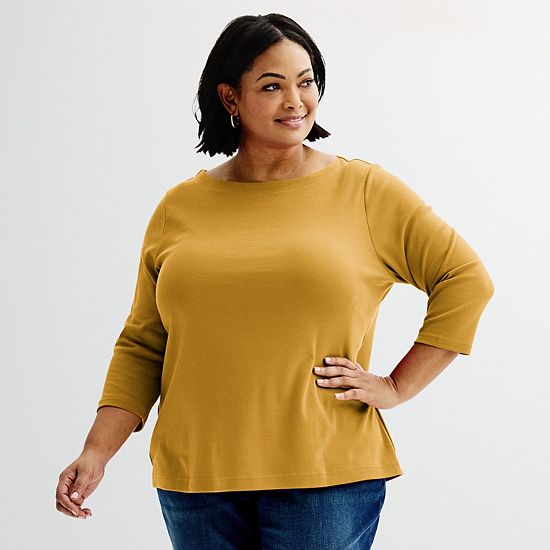  Plus Size Croft & Barrow® Boatneck Top