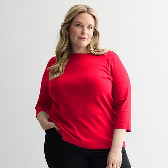  Plus Size Croft & Barrow® Boatneck Top