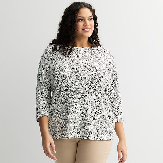  Plus Size Croft & Barrow® Boatneck Top
