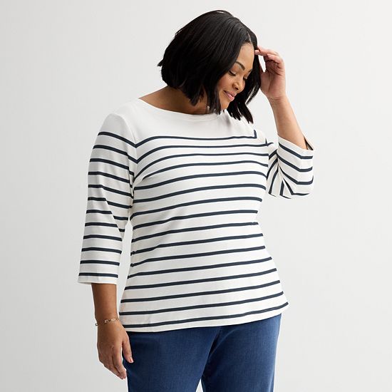  Plus Size Croft & Barrow® Boatneck Top