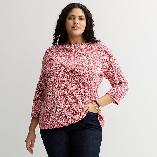  Plus Size Croft & Barrow® Boatneck Top