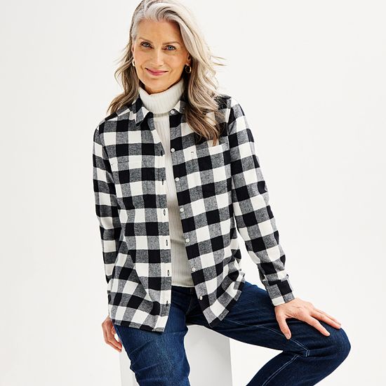  Petite Croft & Barrow® The Extra Soft Plaid Flannel Shirt
