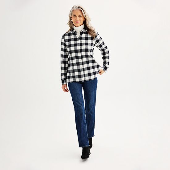  Petite Croft & Barrow® The Extra Soft Plaid Flannel Shirt
