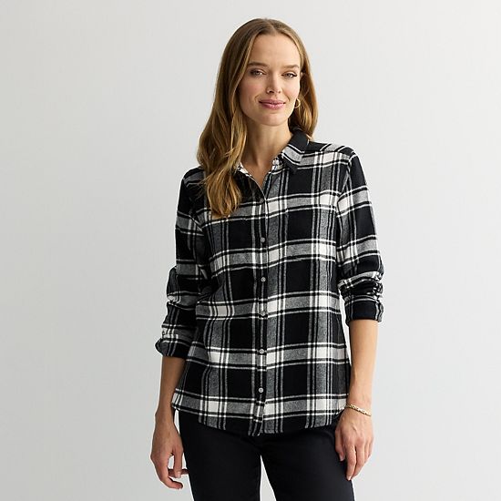  Petite Croft & Barrow® The Extra Soft Plaid Flannel Shirt