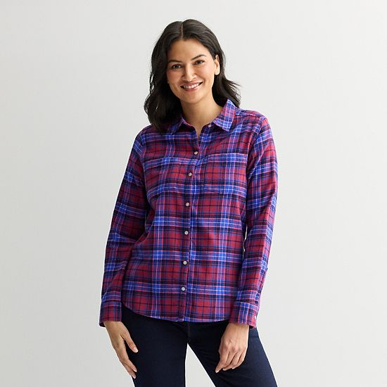  Petite Croft & Barrow® The Extra Soft Plaid Flannel Shirt