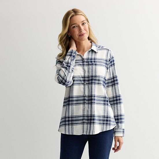  Petite Croft & Barrow® The Extra Soft Plaid Flannel Shirt
