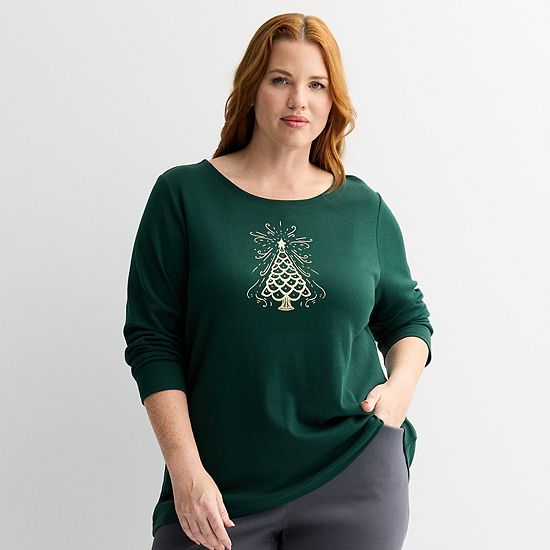  Plus Size Croft & Barrow® Holiday Tee