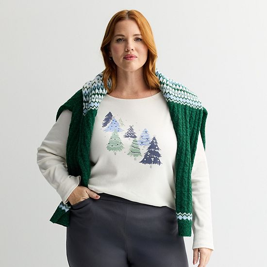  Plus Size Croft & Barrow® Holiday Tee