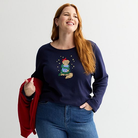  Plus Size Croft & Barrow® Holiday Tee