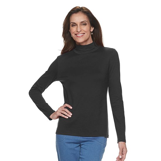  Petite Croft & Barrow® Long Sleeve Mockneck Top
