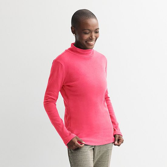  Petite Croft & Barrow® Long Sleeve Mockneck Top
