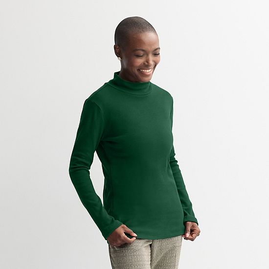  Petite Croft & Barrow® Long Sleeve Mockneck Top