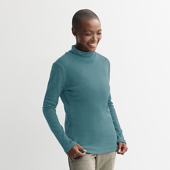  Petite Croft & Barrow® Long Sleeve Mockneck Top
