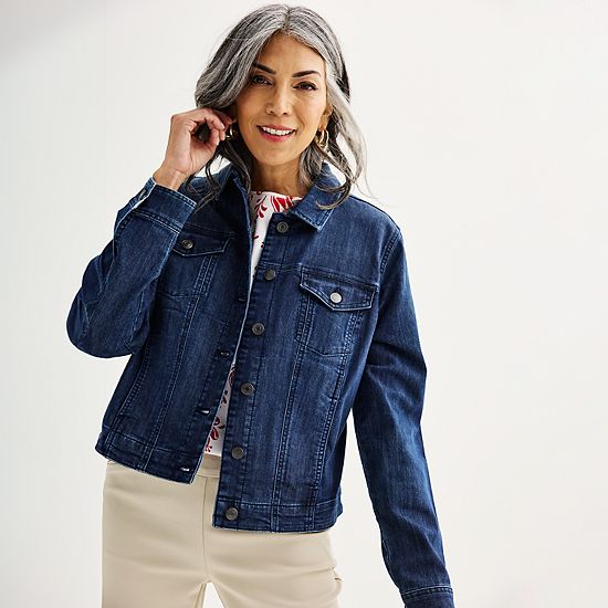  Women's Croft & Barrow® Button-Front Denim Jacket