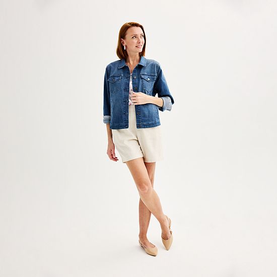  Women's Croft & Barrow® Button-Front Denim Jacket